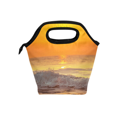 

Lunch Tote Bag Sunset Ocean Travel Picnic Insulated Lunch Handbags Portable Zipper Lunch Bag Box