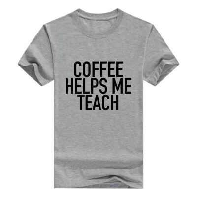 

Coffee Helps Me Teach - Funny Teaching Men Cotton T-Shirt