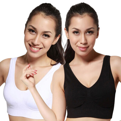 

Antarctic sports bra 2 pieces equipped with anti-shake running anti-light vest girls underwear gathered no steel bra bra yoga sleep insignificant bra black white M