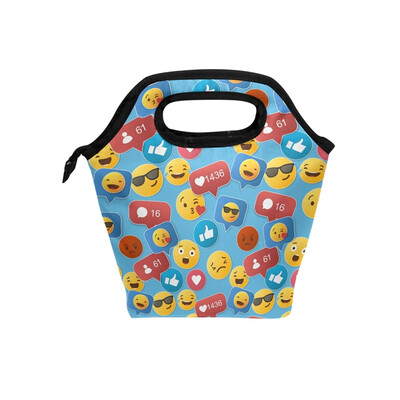 

Lunch Bag Tote Bag Emoji Yellow Expression Travel Picnic Organizer Lunch Holder Handbags Lunch Bag Box