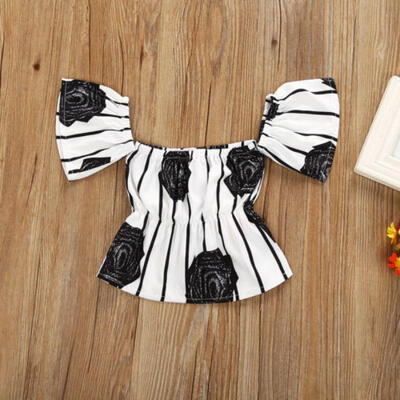 

Baby Girl Striped Tops Blouse Rose Flower Pants Shorts Summer Outfit Set Clothes