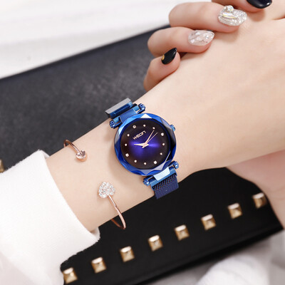 

Women Fashion Casual Starry Night Watch Lady Simple Alloy Mesh Band Quartz Wrist Watch