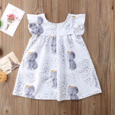 

Toddler Baby Girls Summer Elephant Princess Party Dress Clothes Sundress