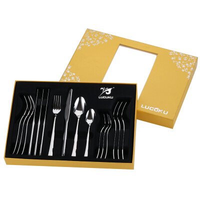 

[Jingdong supermarket] Road card cool (LUCUKU) 304 stainless steel steak knife and fork spoon more four-piece US series Western tableware gift box