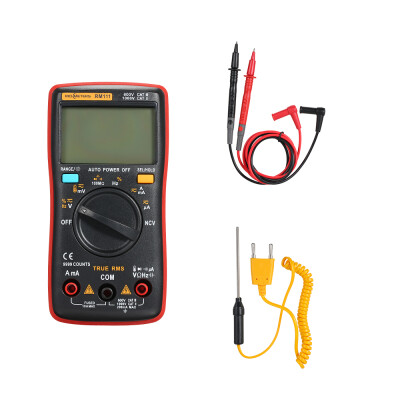 

RICHMETERS RM111 NCV True-RMS Digital Multimeter Auto Range 9999 counts Temperature Back light ACDC Voltage Ammeter