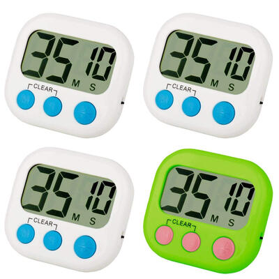 

UpperX Kitchen Timer 4pcs Small Digital Electronic Loud Alarm Magnetic Backing ONOFF Switch Minute Second Countdown White Blue