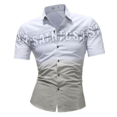 

Formal Mens Short Sleeve Shirt Casual Dress Tops Slim Fit Button Down Blouse Tee