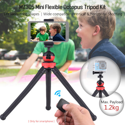 

MZ305 Mini Flexible Octopus Tripod Spider Stand Holder with Phone Holder Phone Remote Controller Action Camera Connector for GoPro