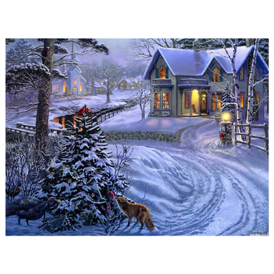 

UpperX Diamond Embroidery DIY Diamond Painting Landscape Snowy night Diamond Painting Cross Stitch Rhinestone Mosaic