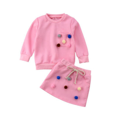 

Toddler Kids Baby Girls Party Tops T-shirt Sweater Skirt Dress Outfits Clothes