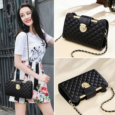 

Viney leather bag female bag rhombic fashion shoulder bag small bag Korean version of the wild Messenger Messenger bag classic black