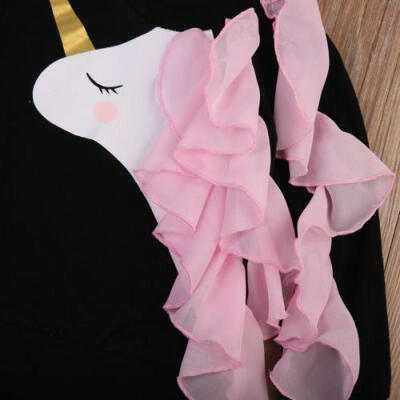

Cute Infant Baby Girls Unicorn Ruffle Tops Sweatshirts Long Sleeve Clothes 0-24M