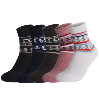 

Hengyuan Xiang rabbit wool socks in the tube thickening warm socks national wind jacquard female socks mixed color 5 pairs of equipment