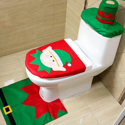 

New 3 Pieces Christmas Decoration Snowman Style Toilet Seat Cover For Bathroom