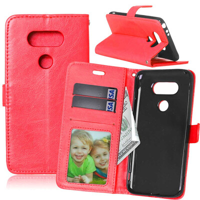 

Red Style Classic Flip Cover with Stand Function and Credit Card Slot for LG G5