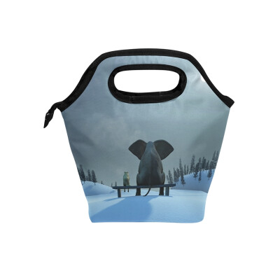 

Lunch Bag Tote Bag Moon Winter Elephant Travel Picnic Organizer Lunch Holder Handbags Lunch Bag Box