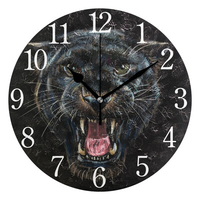 

Wall Clock Arabic Numerals Design Cool Tiger Round