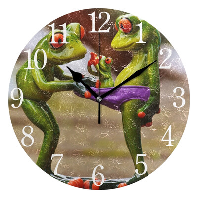 

Wall Clock Arabic Numerals Design Sweet Frog Funny Round