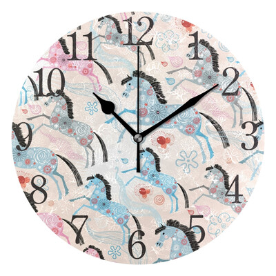 

Wall Clock Texture Of A Horse Round Wall Clock Arabic Numerals Design