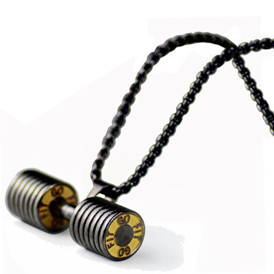 

YISHIZHIAI Stainless Steel Barbell Pendant Titanium Steel Dumbbell Necklace 4264