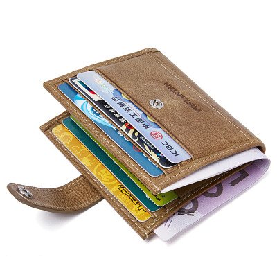 

BOSTANTEN BOSTANTEN men&39s wallet first layer of leather multi-card wallet male short paragraph vertical money wallet B7164031 Khaki