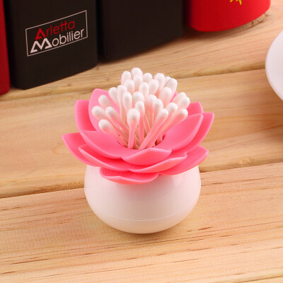 

Lotus Flower Cotton Bud Holder Toothpick Case Cotton Swab Box Vase Decor