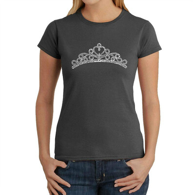 

Womens Word Art T-Shirt - Princess Tiara- LA Pop Art