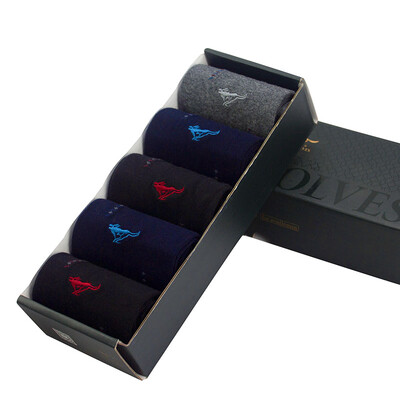 

Jingdong Supermarket] seven wolves socks men's cotton men's business casual in the tube socks comfortable breathable 5 double gift box all yards (90268
