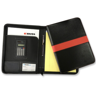 

Kaiser KAISA Manager folder red&black color with zipper office business folder A4 file information with a calculator