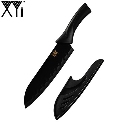 

Kitchen Knife XYj Stainless Steel Knife Blade Black Kitchen Japanese Style 7 inch Santoku Knife