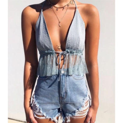 

Fashion Summer Women Casual Tank Tops Vest Blouse Sleeveless Crop Tops Shirt