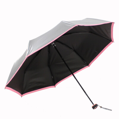 

Jingdong supermarket] umbrella umbrella UPF50 + double layer of sunscreen does not touch the water (silver) three fold reinforcement black umbrella sunny umbrella sun umbrella gold edge 30048ELCJ