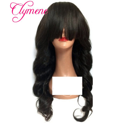 

Clymene Hair 150 Density Full Lace Wigs With Bangs Glueless Brazilian Hair Full Lace Human Hair Wigs With Baby Hair