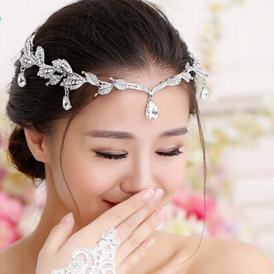 

Elegant Bridal Rhinestone crystal prom hair chain forehead band Headpiece