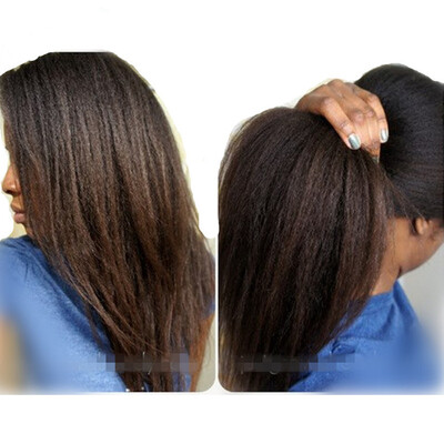 

N.L.W. Silk top Brazilian virgin human hair Italian kinky yaki Glueless Full lace wigs with baby hair for black women