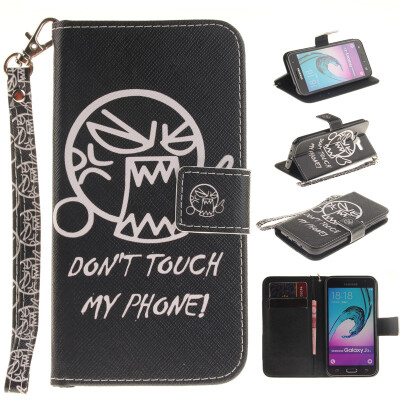 

Do not touch me Design PU Leather Flip Cover Wallet Card Holder Case for SAMSUNG GALAXY J3 2016 J310