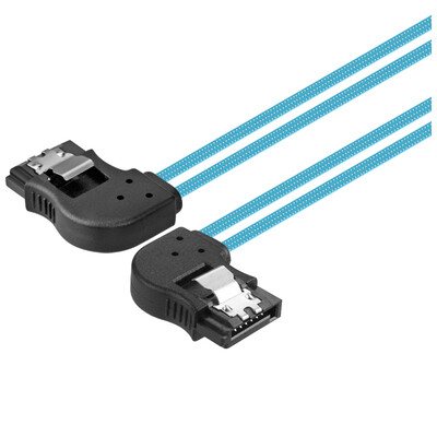 

CE-LINK 2635 SATA3 on behalf of the hard disk data cable double elbow high-speed dual-channel hard drive serial port aluminum foil cable support SSD solid-state hard drive right bend on the left bend blue