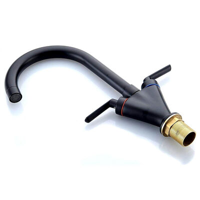 

UpperX Kitchen Sink Tap Dual Lever Swivel Spout Mixer Valve Monobloc Tap Black