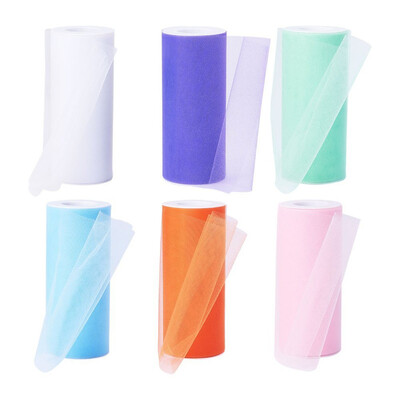 

PH PANDAHALL 6 Rolls Mixed Color Tulle Rolls Fabric Spool Ribbons or DIY Craft Gift Wrapping