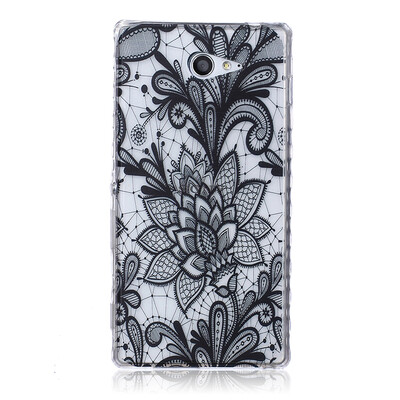 

Black Rose Pattern Мягкий тонкий ТПУ Резиновая крышка силиконовый гель чехол для SONY Xperia M2