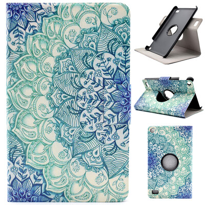

Blue Flower Style 360 Вращающаяся флип-обложка с функцией подставки и слотом для кредитных карт для Amazon Kindle Fire 7 2015