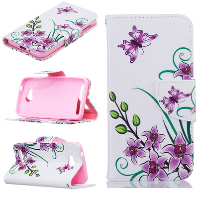 

Pink butterfly Design PU Leather Flip Cover Wallet Card Holder Case for HUAWEI Y3 II