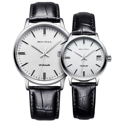 

Seagull (SeaGull) watch business casual series couple on the table automatic mechanical watch black belt D101 + D101L
