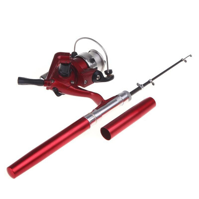 

Mini Aluminum Pocket Pen Fishing Rod Pole Reel Golden