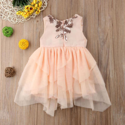 

Sequins Girls Princess Dress Baby Kid Party Wedding Bridesmaid Gown Formal Dress