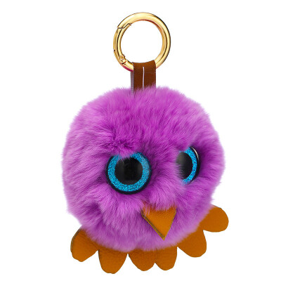 

Free Shipping Stuffed Owl Charms Minerva Bird Phone Case Straps Real Rabbit Fur Poms Balls Key Chains Pendant Plush DIY Necklaces