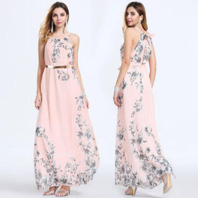 

New Women Summer Casual Beach Long Dress Sleeveless Evening Party Cocktail
