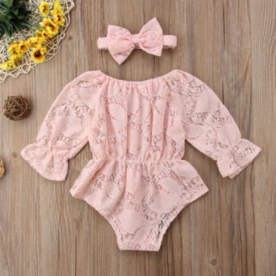 

Pure Color Lace Clothes Newborn Infant Baby Kids Girls Romper Bodysuit Outfits