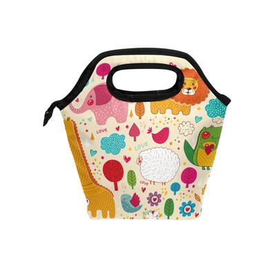 

Lunch Bag Tote Bag Elephant Lion Dinosaur Bear Giraffe Sheep Travel Picnic Organizer Lunch Holder Handbags Lunch Bag Box