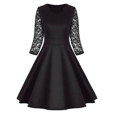 

Lace Trim Work Vintage A Line Dress